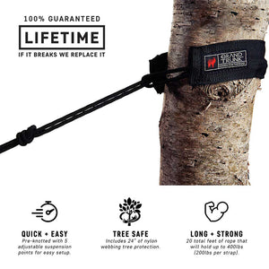 Tree Slings Hammock Hanging Kit  Black